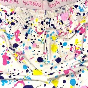 1990’s Victoria’s Secret After Party Pajama Bottoms Flannel Pant paint splatter